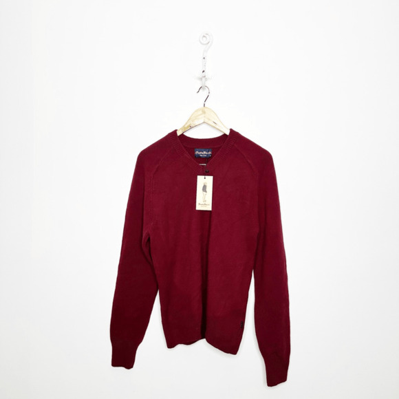 ROWING BLAZERS Golf Sweater Unisex XS Burgundy 100% Wool NWT FLAW - Picture 1 of 10